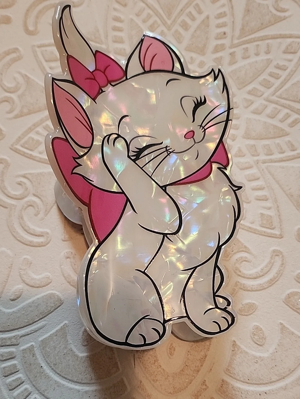 Disney Aristocat Marie White Pink Acrylic Lightweight Claw Clip